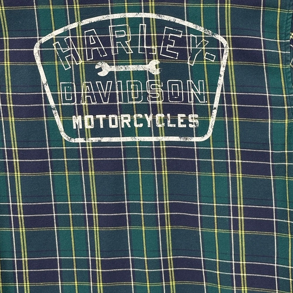 Harley Davidson Men LG Plaid Flannel Short Sleeve Button Up Shirt Motorcycle - Picture 4 of 11